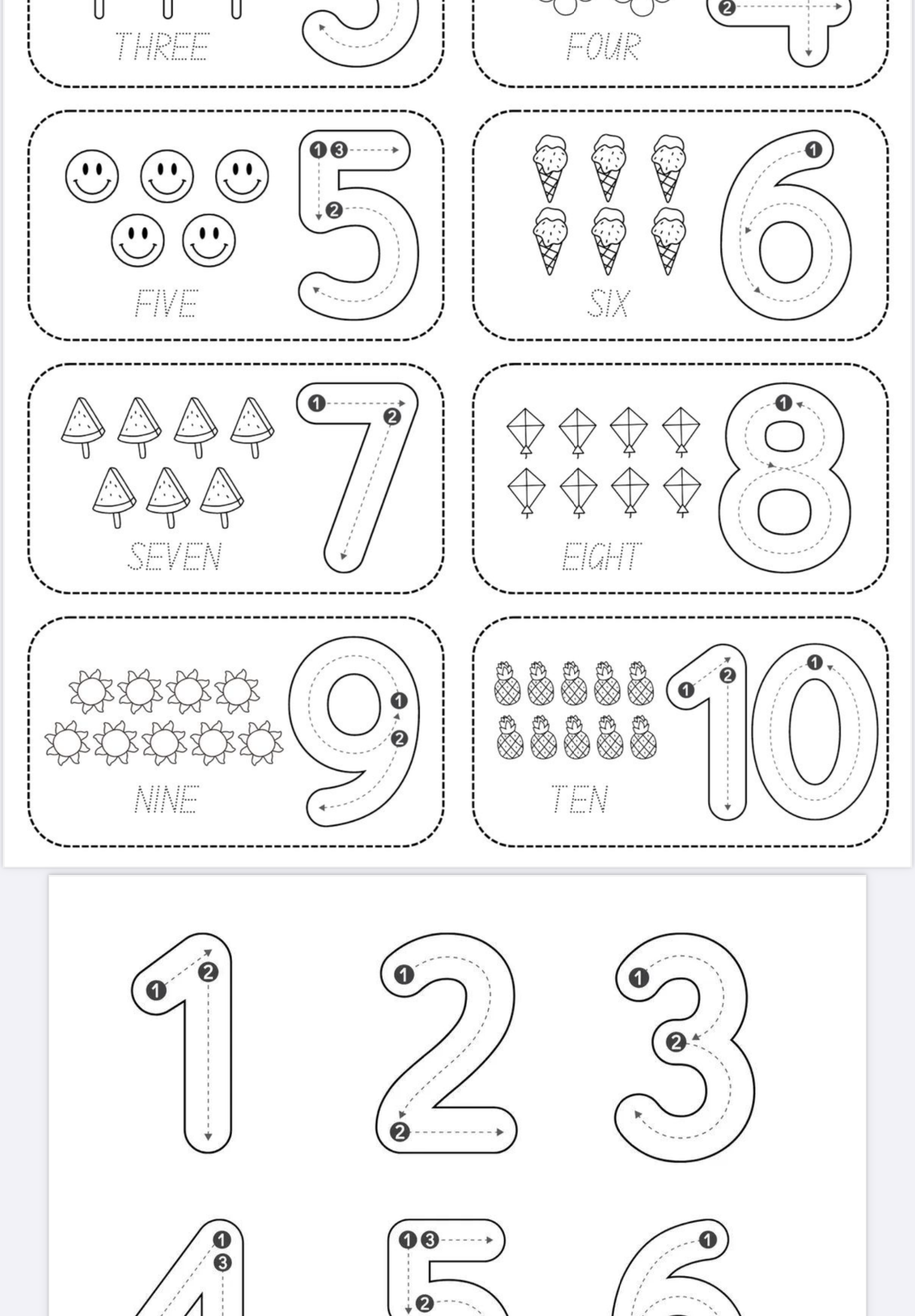 تدريبات الأرقام الإنجليزية 1-10